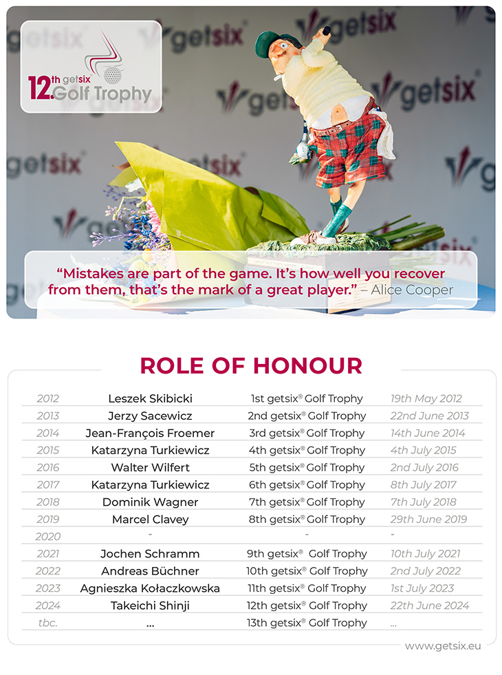 table of honour 12 getsix golf trophy